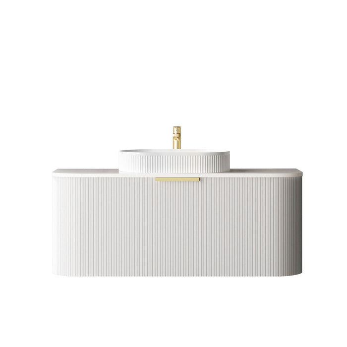 Bondi Fluted 1200mm Wall Hung Curve Vanity Matte White - BO1200W