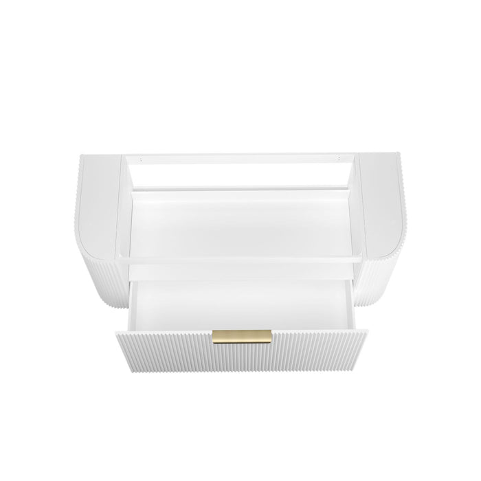 Bondi Fluted 1200mm Wall Hung Curve Vanity Matte White - BO1200W