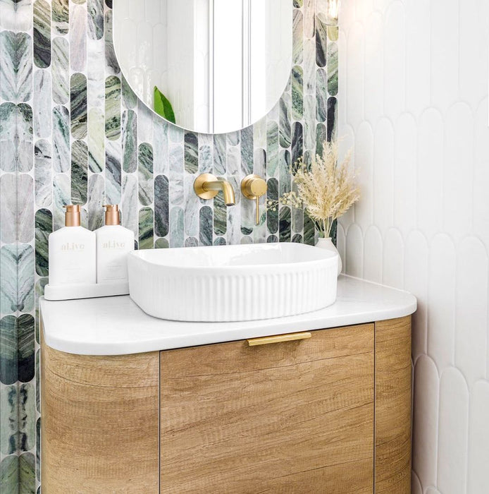 Archie Fluted Basin Gloss White - OT4136C