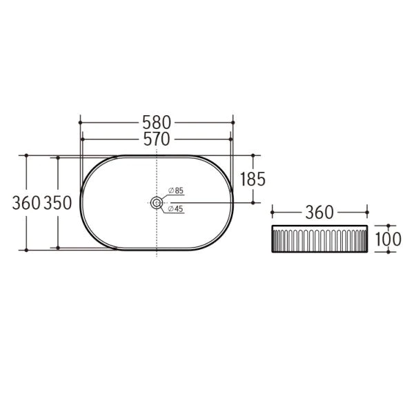 Corrine Above Counter Basin Black - BAS-FL583610-BLK