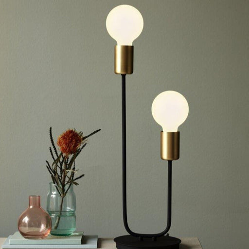 Buy Table Lamps Australia Josefine 2 Light Table Lamp Matt Black & Brass - 48955003