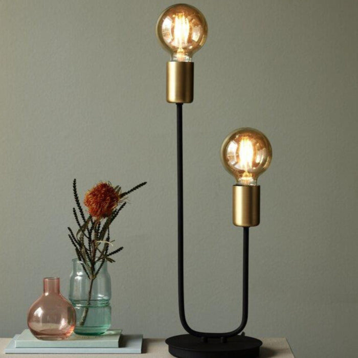 Buy Table Lamps Australia Josefine 2 Light Table Lamp Matt Black & Brass - 48955003