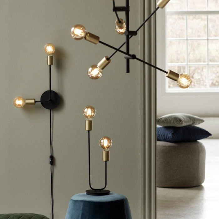 Buy Table Lamps Australia Josefine 2 Light Table Lamp Matt Black & Brass - 48955003
