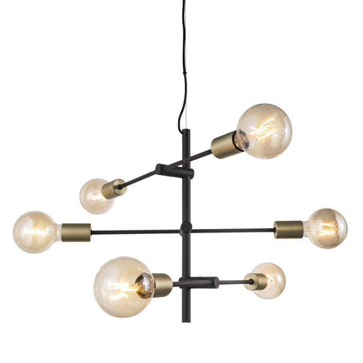 Buy Pendant Lights Australia Josefine 6 Light Pendant Matt Black  & Brass - 48933003
