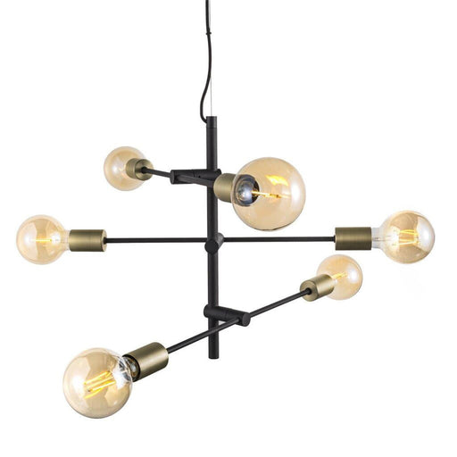 Buy Pendant Lights Australia Josefine 6 Light Pendant Matt Black  & Brass - 48933003