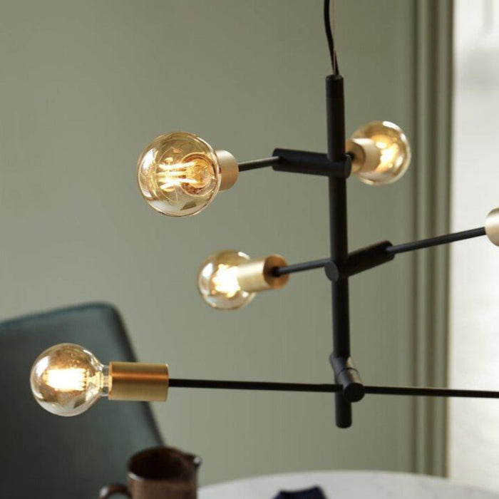 Buy Pendant Lights Australia Josefine 6 Light Pendant Matt Black  & Brass - 48933003