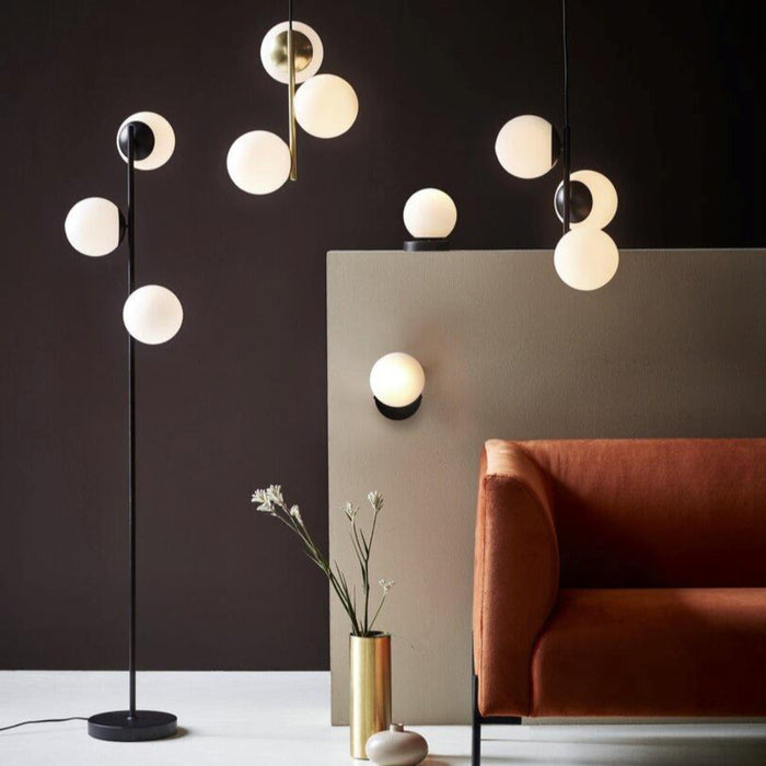 Buy Pendant Lights Australia Lilly 3 Light Pedant Black & Opal White - 48603003