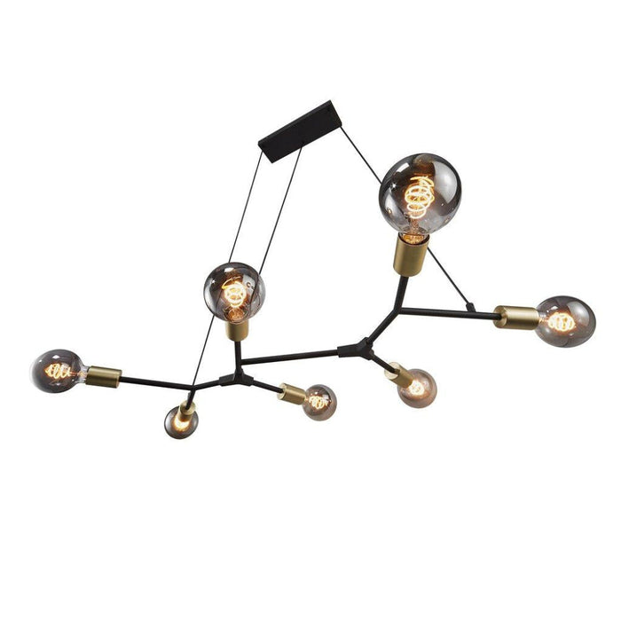 Buy Island Pendant Lights Australia Josefine 7 Light Island Pendant Matt Black  & Brass - 2010303003