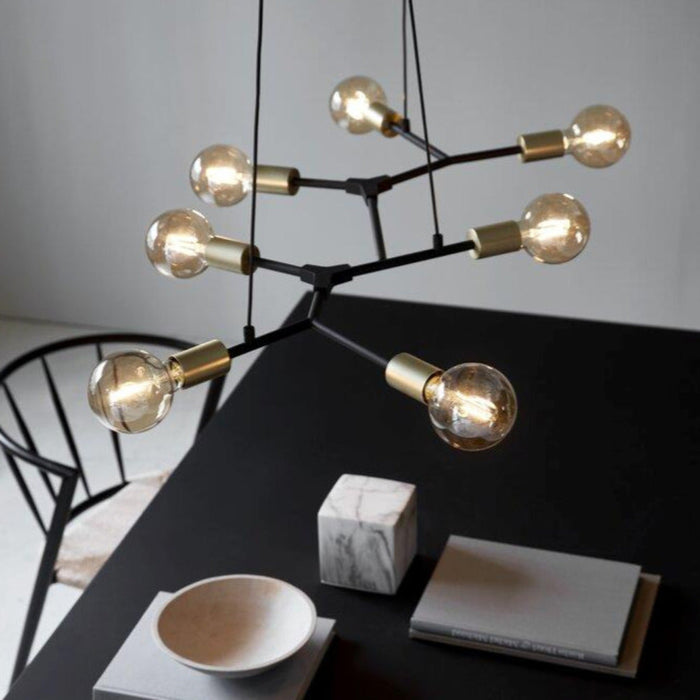 Buy Island Pendant Lights Australia Josefine 7 Light Island Pendant Matt Black  & Brass - 2010303003