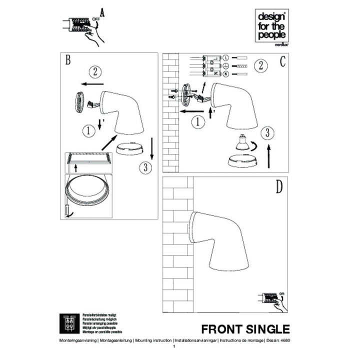 Buy Exterior Wall Lights Australia Front Single 1 Light Wall Light White - 46801001