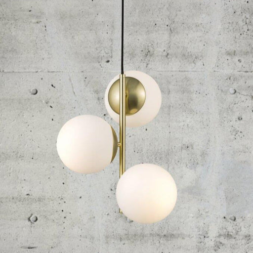 Buy Pendant Lights Australia Lilly 3 Light Pedant Brass & Opal White - 48603035