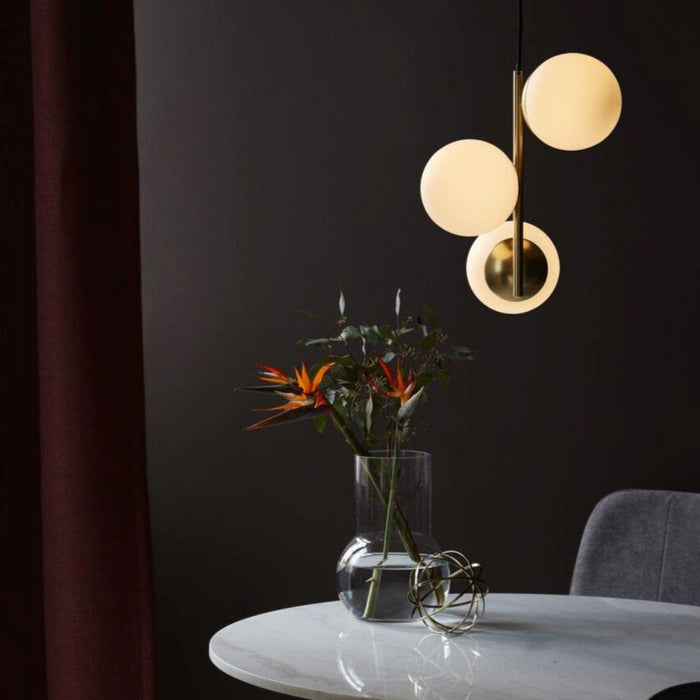 Buy Pendant Lights Australia Lilly 3 Light Pedant Brass & Opal White - 48603035