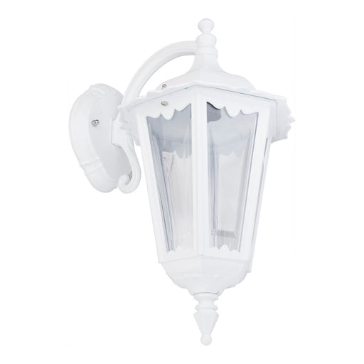 Buy Outdoor Wall Lanterns Australia Chester Outdoor Wall Lantern Down Bracket H422mm White Aluminium - 15049