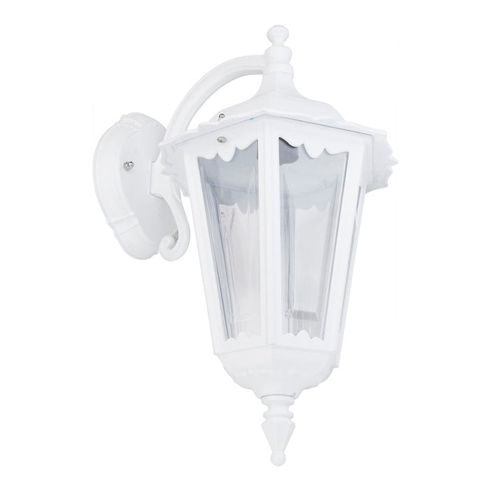 Buy Outdoor Wall Lanterns Australia Chester Outdoor Wall Lantern Down Bracket H422mm White Aluminium - 15049