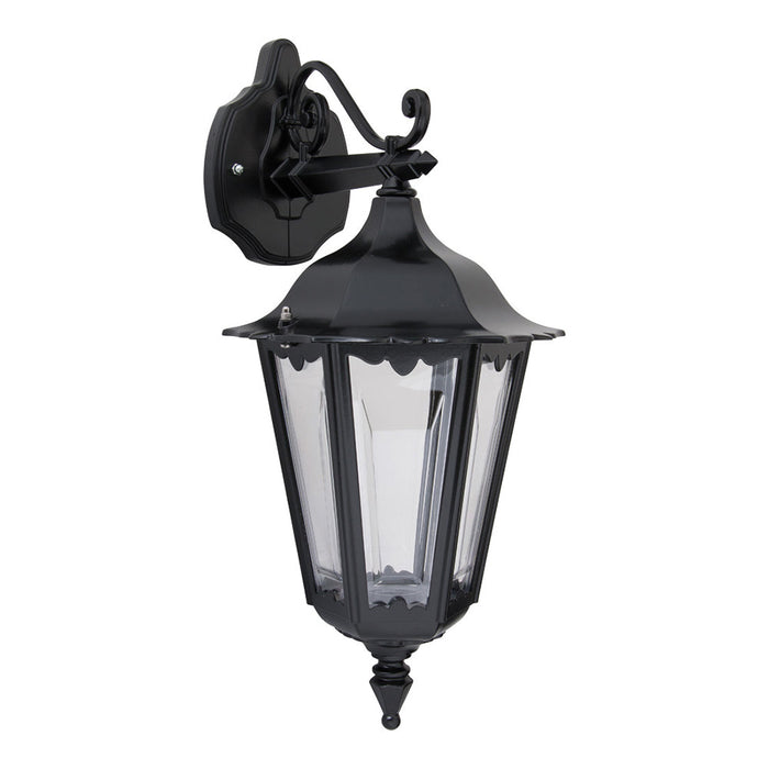 Buy Outdoor Wall Lanterns Australia Chester Outdoor Wall Lantern Down Bracket Black Aluminium - 14979