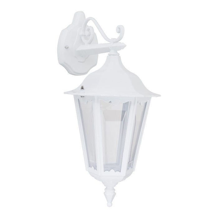 Buy Outdoor Wall Lanterns Australia Chester Outdoor Wall Lantern Down Bracket White Aluminium - 14983