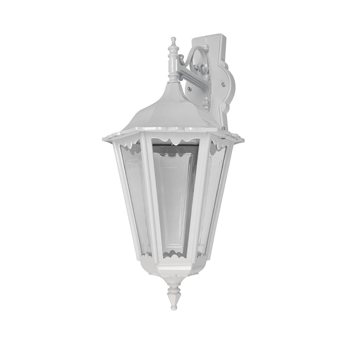 Buy Outdoor Wall Lanterns Australia Chester Outdoor Wall Lantern Down Bracket H575mm White Aluminium - 15073