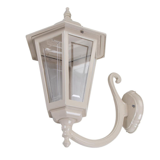 Buy Outdoor Wall Lanterns Australia Turin Outdoor Wall Lantern Curved Up Bracket Beige Aluminium - 16133