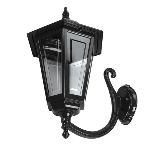Buy Outdoor Wall Lanterns Australia Turin Outdoor Wall Lantern Curved Up Bracket Black Aluminium - 16134