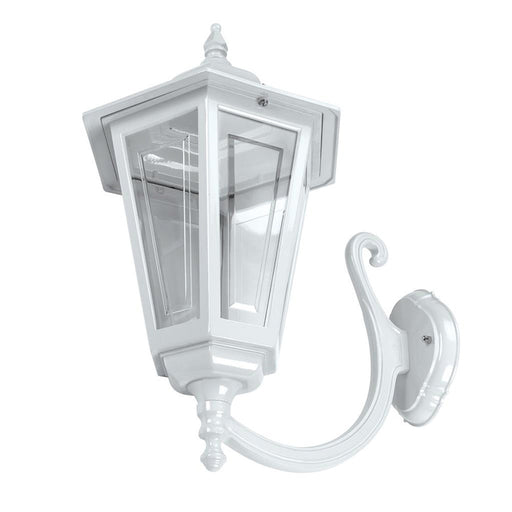 Buy Outdoor Wall Lanterns Australia Turin Outdoor Wall Lantern Curved Up Bracket White Aluminium - 16137
