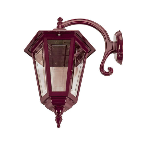 Buy Outdoor Wall Lanterns Australia Turin Outdoor Wall Lantern Curved Down Bracket Burgundy Aluminium - 16140