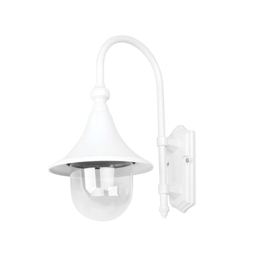 Buy Exterior Wall Lights Australia Monaco Exterior Wall Light Curved Arm H490mm White Aluminium - 15811
