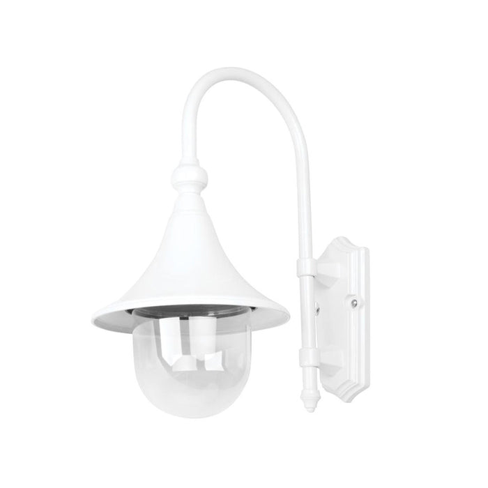 Buy Exterior Wall Lights Australia Monaco Exterior Wall Light Curved Arm H490mm White Aluminium - 15811