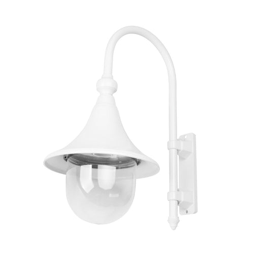 Buy Exterior Wall Lights Australia Monaco Exterior Wall Light Curved Arm H475mm White Aluminium - 16020