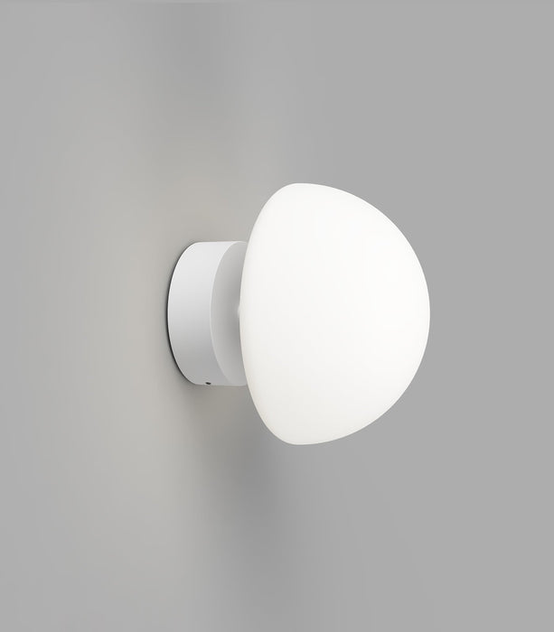 Orb Aluminium Dome Short Arm Wall Light White - LR.i01.54A.WH + LR.A03.DM.WH