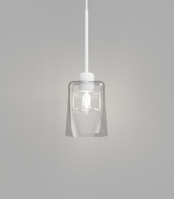Parlour Lite Glass Pendant Light White & Clear Square/Round - LR.i02.26.WH + LR.A01.002