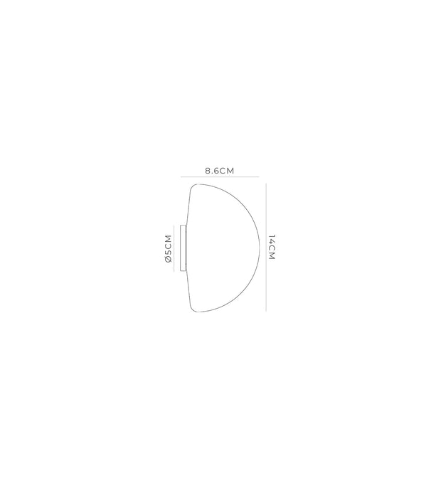 Orb 140mm Dome Mirror Aluminium Wall Light White - LR.i01.54M.WH + LR.A03.DM.WH