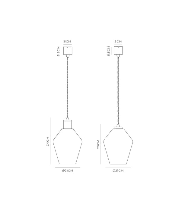Parlour Geo Pendant Light Old Brass & Clear - LR.i02.25.OB + LR.A01.005.CL