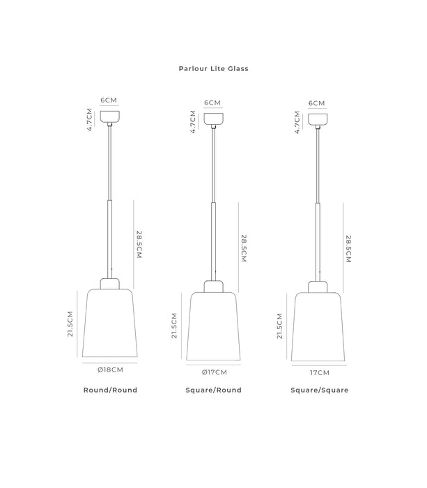 Parlour Lite Glass Pendant Light Black & Clear Round/Round - LR.i02.26.BL + LR.A01.003