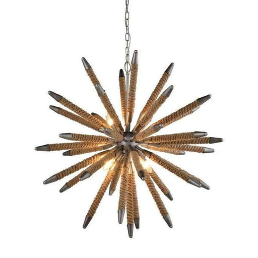 Buy Pendant Lights Australia MAZZA Weathered Zinc Hardware And Natural Rope 8 Light Pendant - MAZZA
