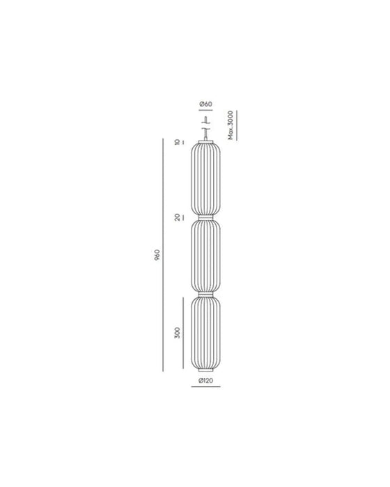 Elma 3 Light LED Linear Pendant 20W 2700K Matte Black - ARO.C1312/L/NEG