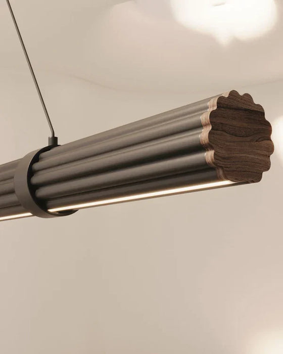 Niro Linear LED Pendant 30W 2700K Matte Brass & Walnut - ARO.C1314/NEG