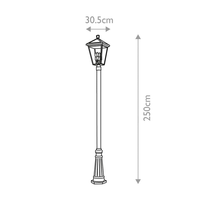 Alford Place 2 Light Post Light Museum Black & Clear - QN-ALFORD-PLACE5-L-MB
