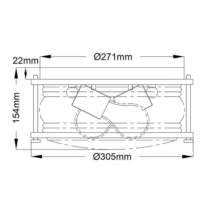 Ashland Bay Ceiling Flush 2 Light Polished Chrome & Clear - QN-ASHLANDBAY-F-PC-BATH