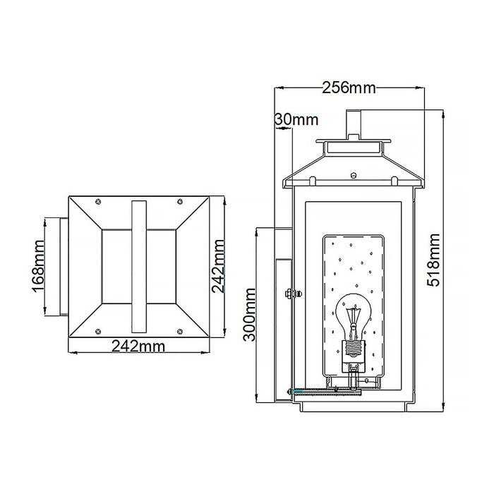 Atwater Large Wall Lantern Light Black & Clear - QN-ATWATER-L-BK