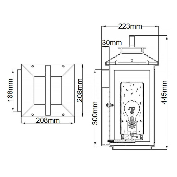 Atwater Medium Wall Lantern Light Painted Distressed Brass & Clear - QN-ATWATER-M-PDB