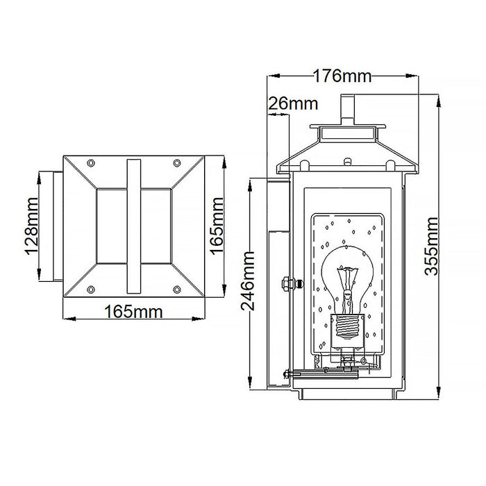 Atwater Small Wall Lantern Light Black & Clear - QN-ATWATER-S-BK