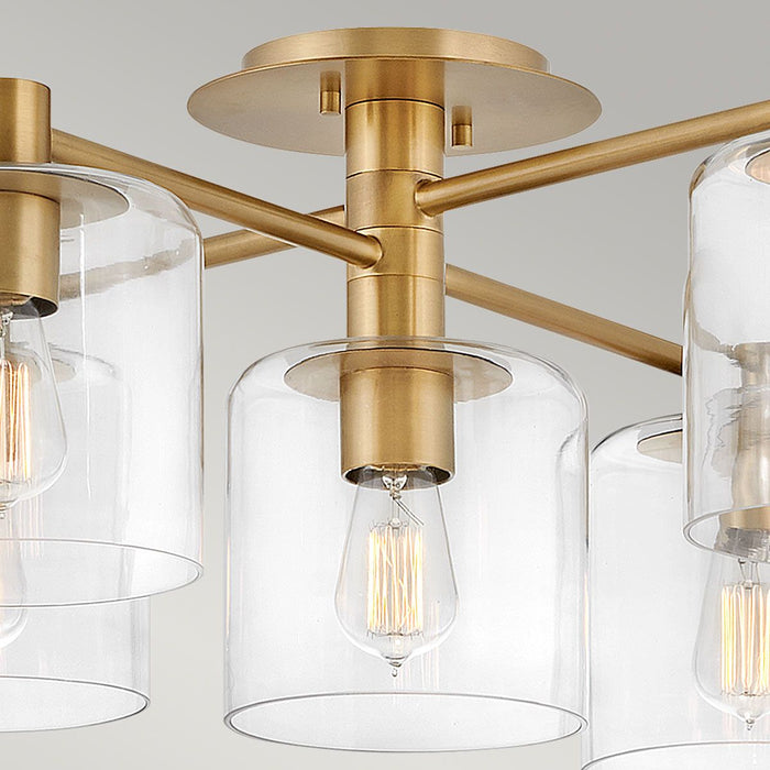 Axel 7 Light Semi flush Mount Light Heritage Brass & Clear - QN-AXEL7-HB