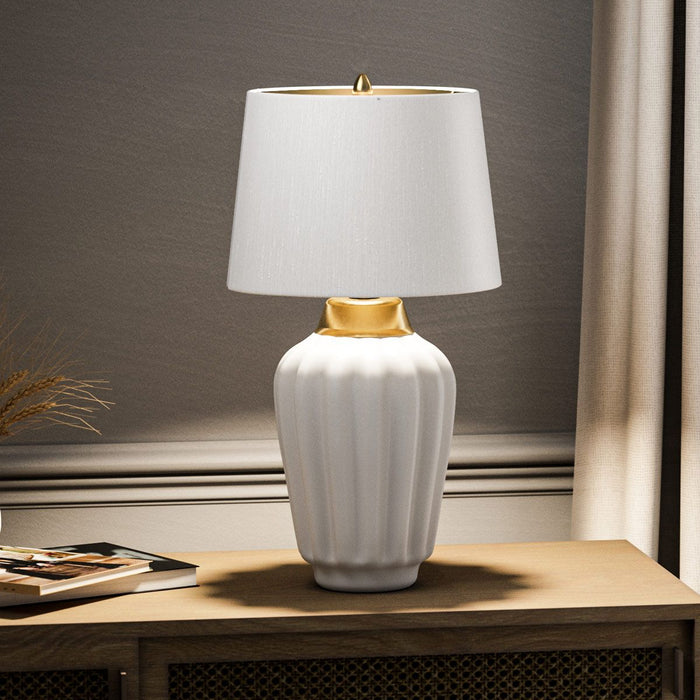Bexley Table Lamp White & Brushed Brass - QN-BEXLEY-TL-WBB
