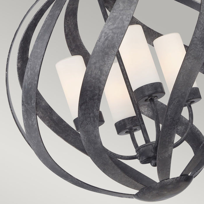 Blacksmith 4 Light Ceiling Lanterns Old Black & Opal - QN-BLACKSMITH-4P-OBK