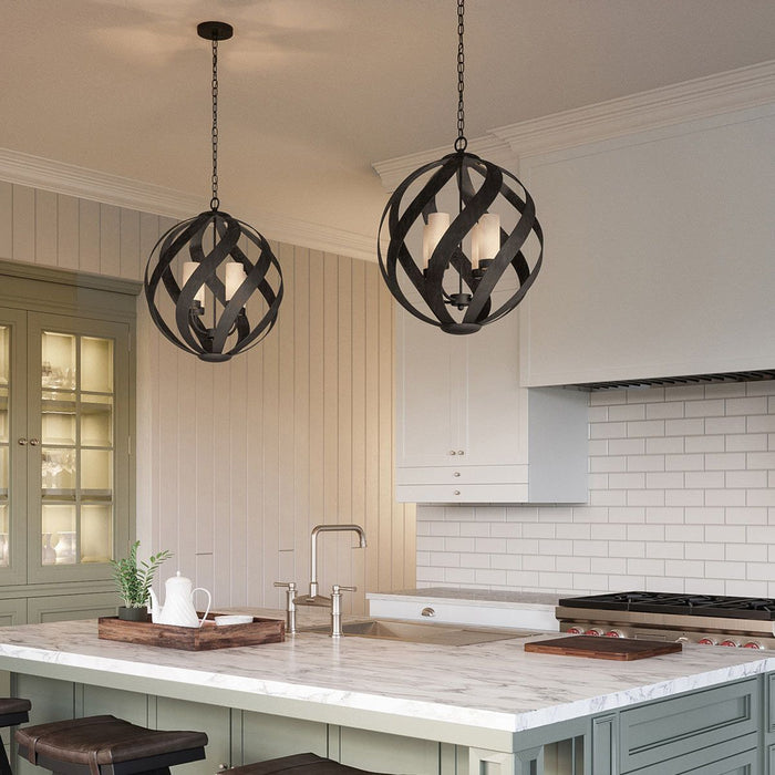 Blacksmith 4 Light Ceiling Lanterns Old Black & Opal - QN-BLACKSMITH-4P-OBK