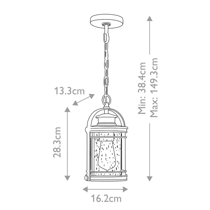 Booker Small Light Chain Lantern Industrial Aluminium & Clear - QN-BOOKER8-S-IA
