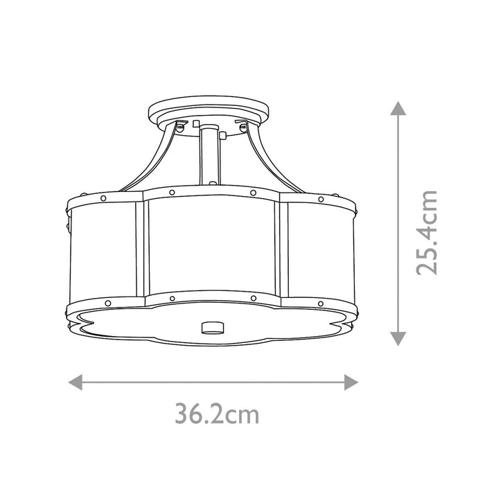 Chance Semi-Flush Light Heritage Brass & Opal - QN-CHANCE-SF-S-HB