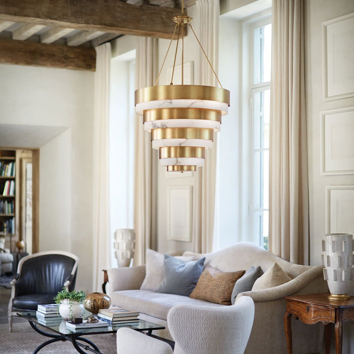 Echelon 8 Light Pendant Heritage Brass or Alabaster - QN-ECHELON-8P