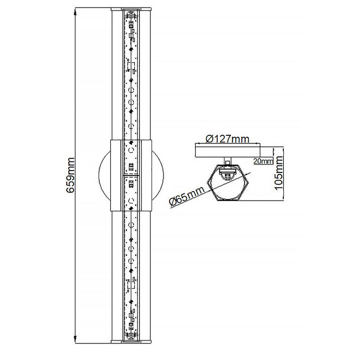 Facet Double LED Wall Light 12W 3000K Polished Chrome - QN-FACET-LED2-PC-BATH