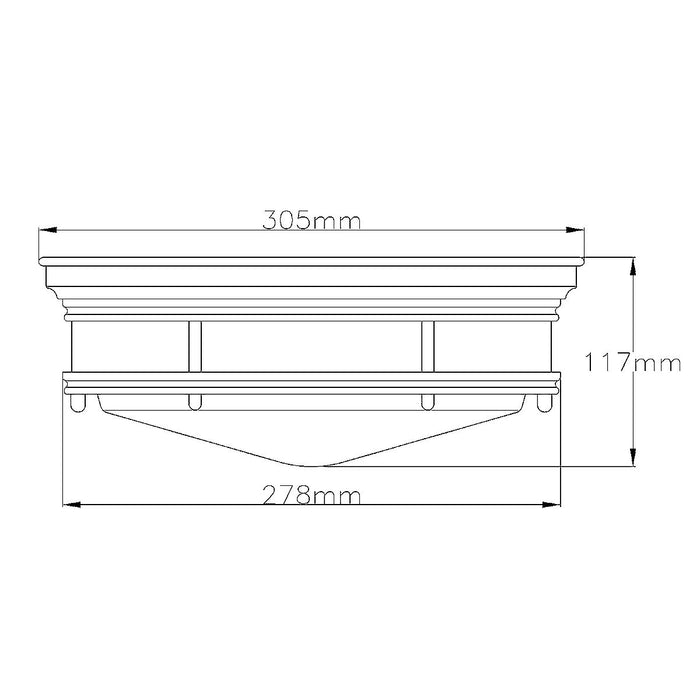 Hadrian Ceiling Flush 2 Light Oil Rubbed Bronze & Clear - QN-HADRIAN-FS-OZ-CLEAR